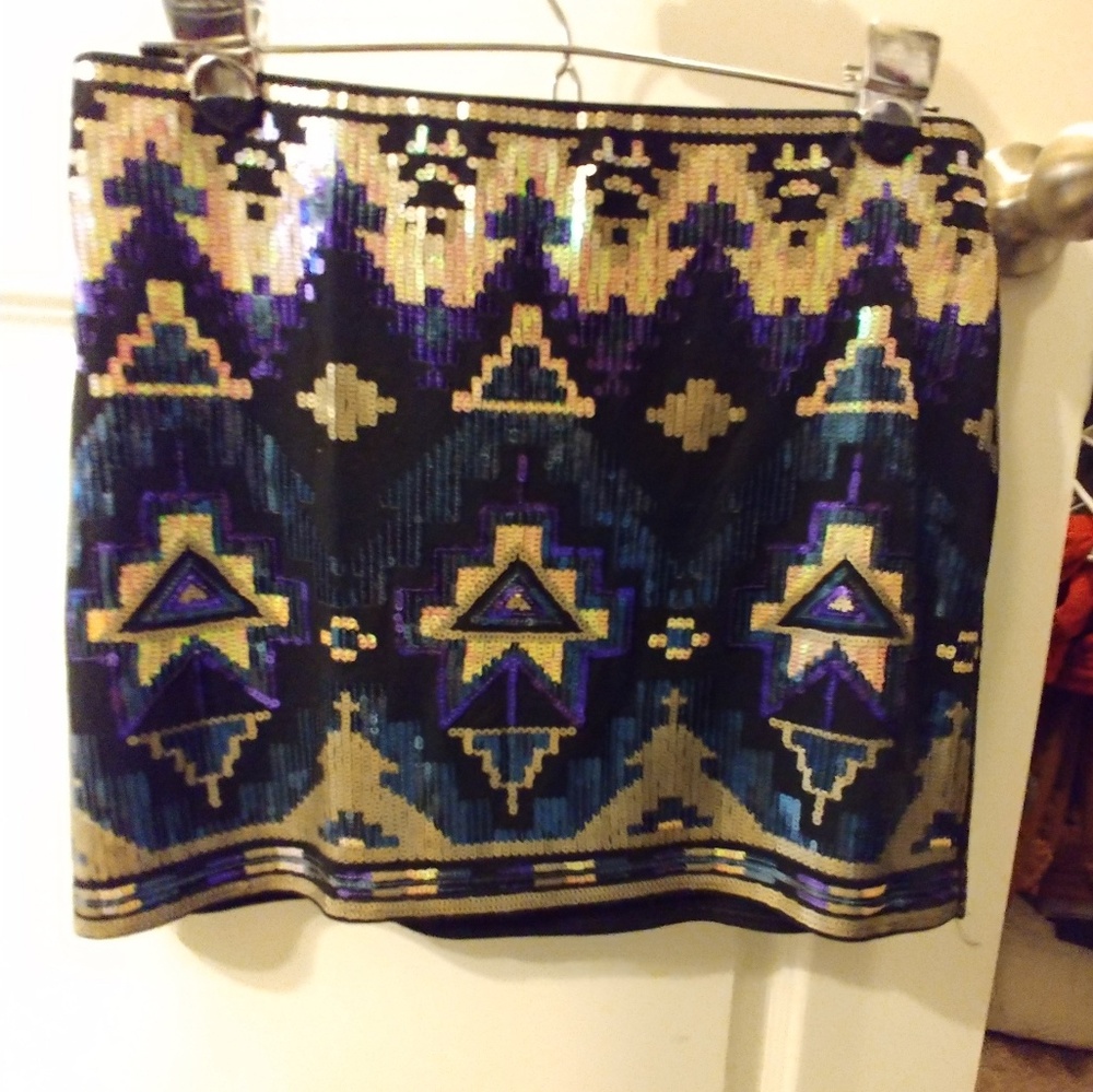 Express tribal sequin skirt